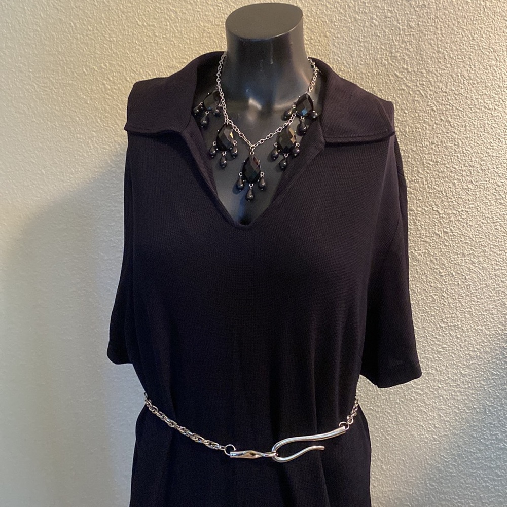 Lane Bryant Design Textured Side Split Black Maxi Dress